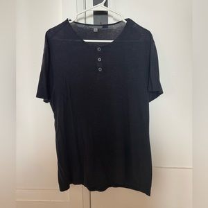 John Varvatos Navy Quarter Button Up